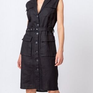 Kenneth Cole Reaction Black Safari Dress Sz 10